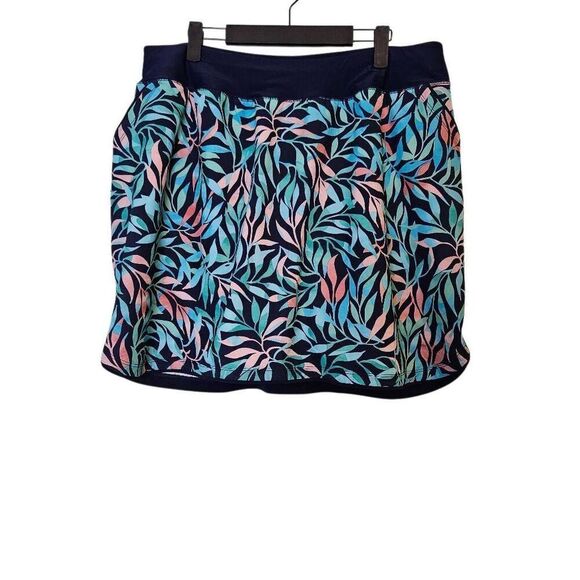 Lands End  skort, blue/green leaf print. Size 18W.  # 831 - Picture 1 of 6